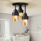 3-Light Semi Black Flush Mount Ceiling Light