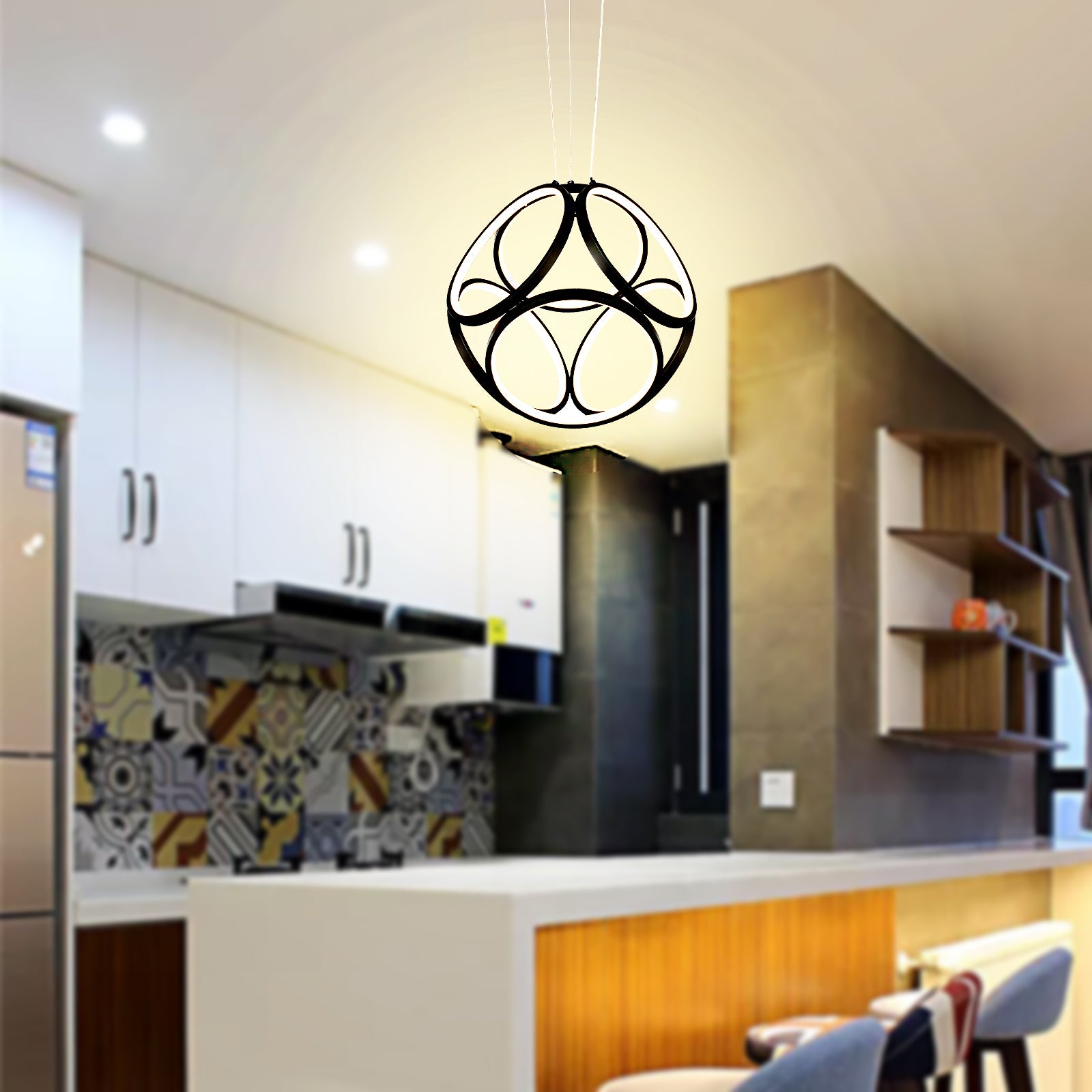 Modern 6-Ring LED Pendant Light Fixture