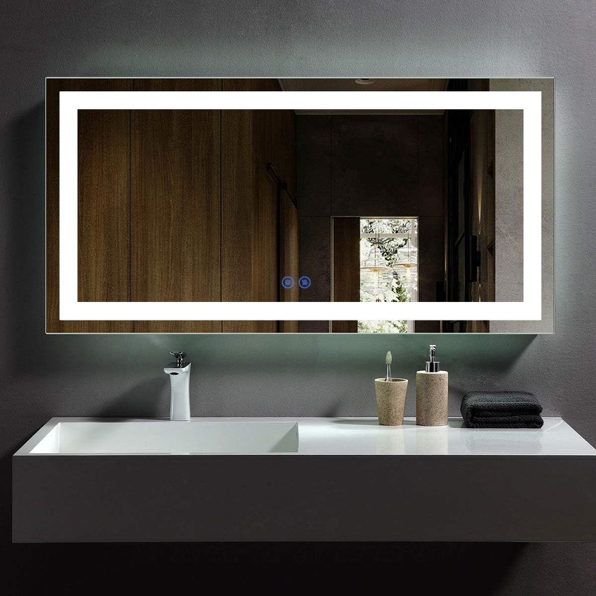 Led bathroom mirror for wall lighting Bathroom mirror, tempered glass