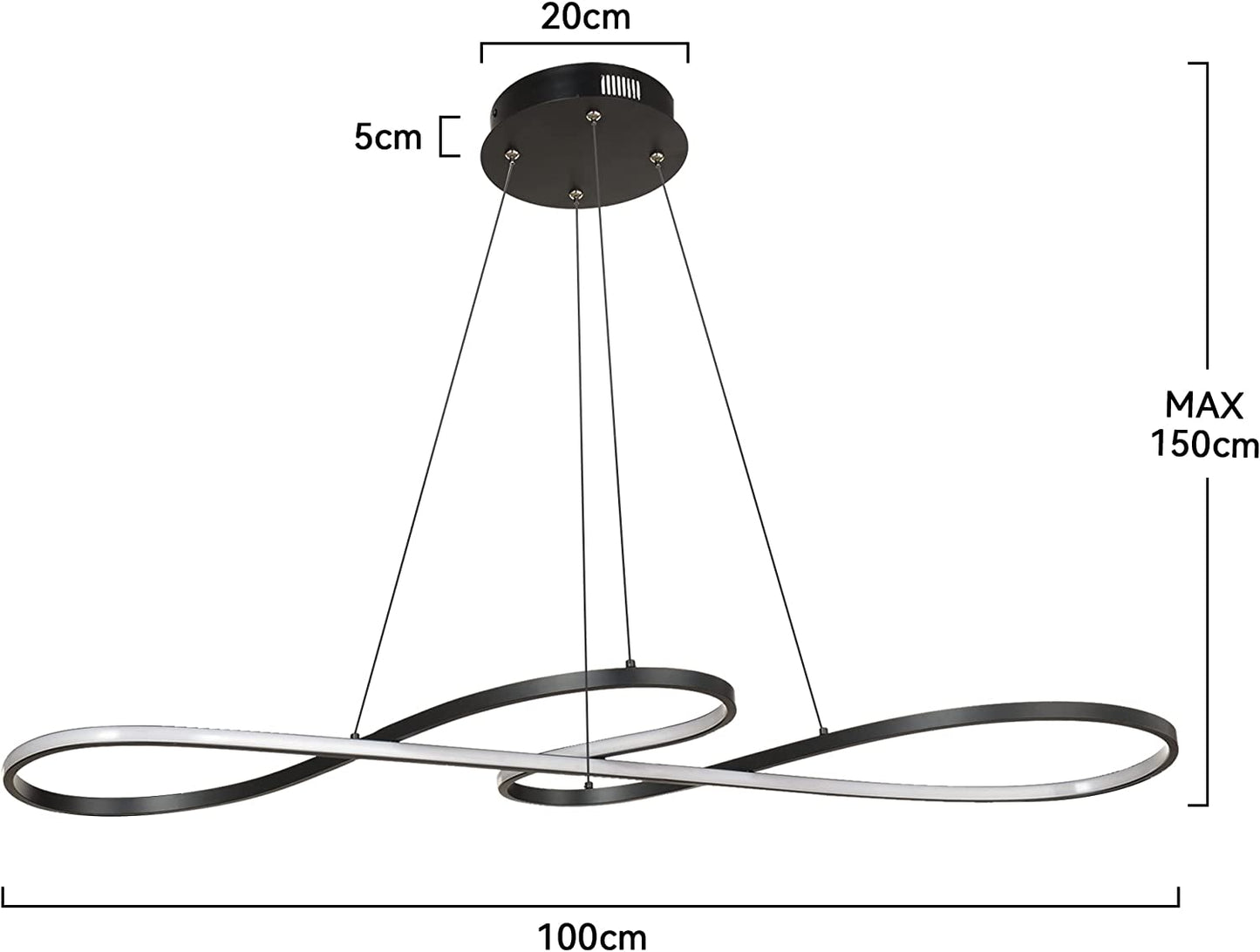 Black Wave LED Pendant Light  Dimmable