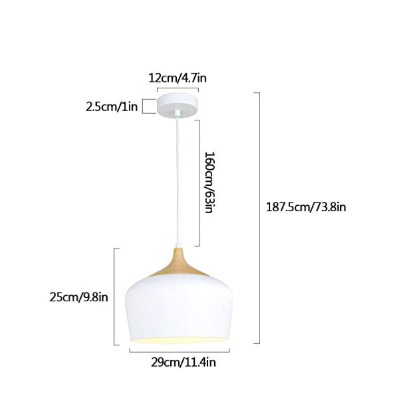 White Pendant Light with Bulb