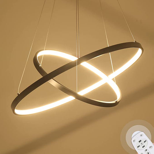 Chandelier Dimmable 2 Rings Pendant Light with Remote Control