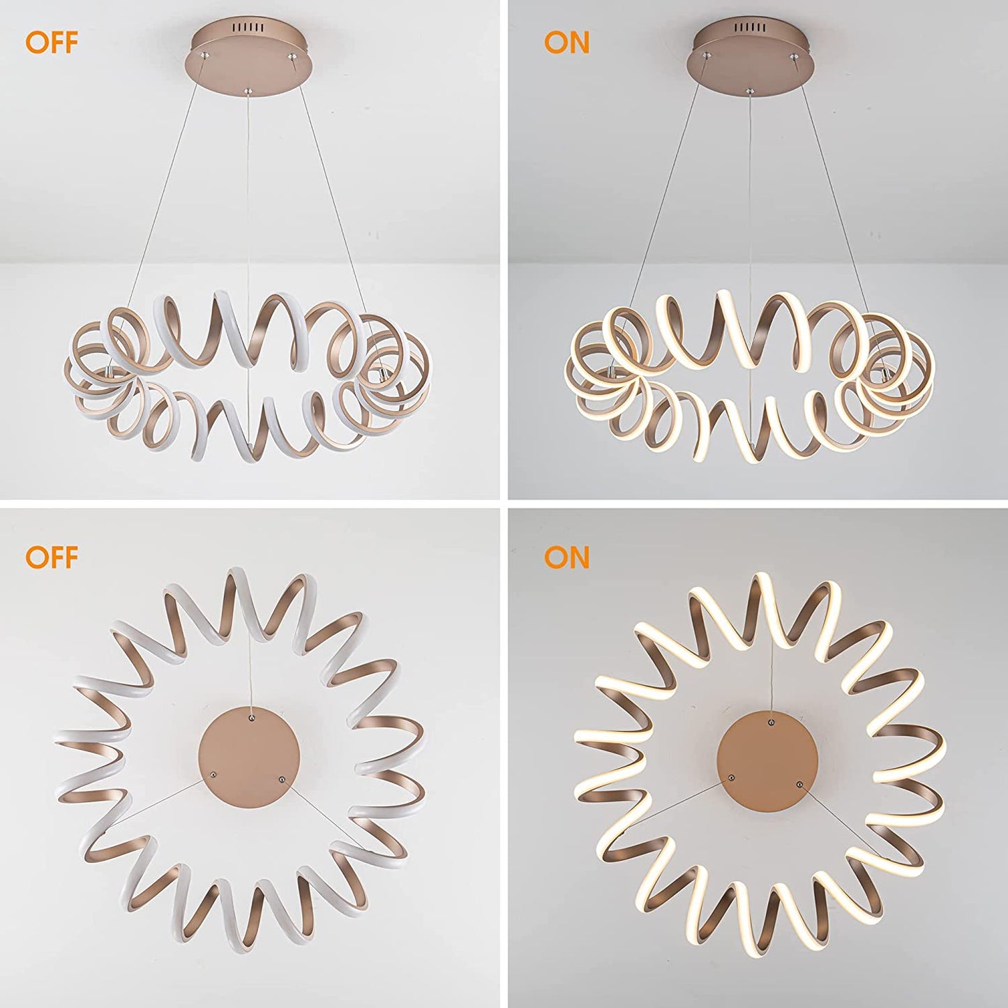 LED Chandelier Metal Spiral Spring Shape Pendant Light