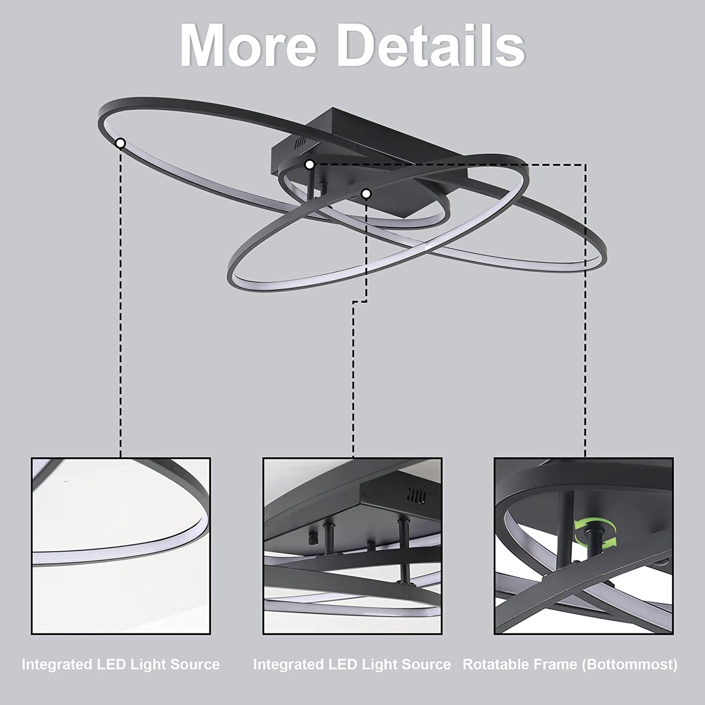 LED Flush Mount Light 3 Rings Ceiling Light